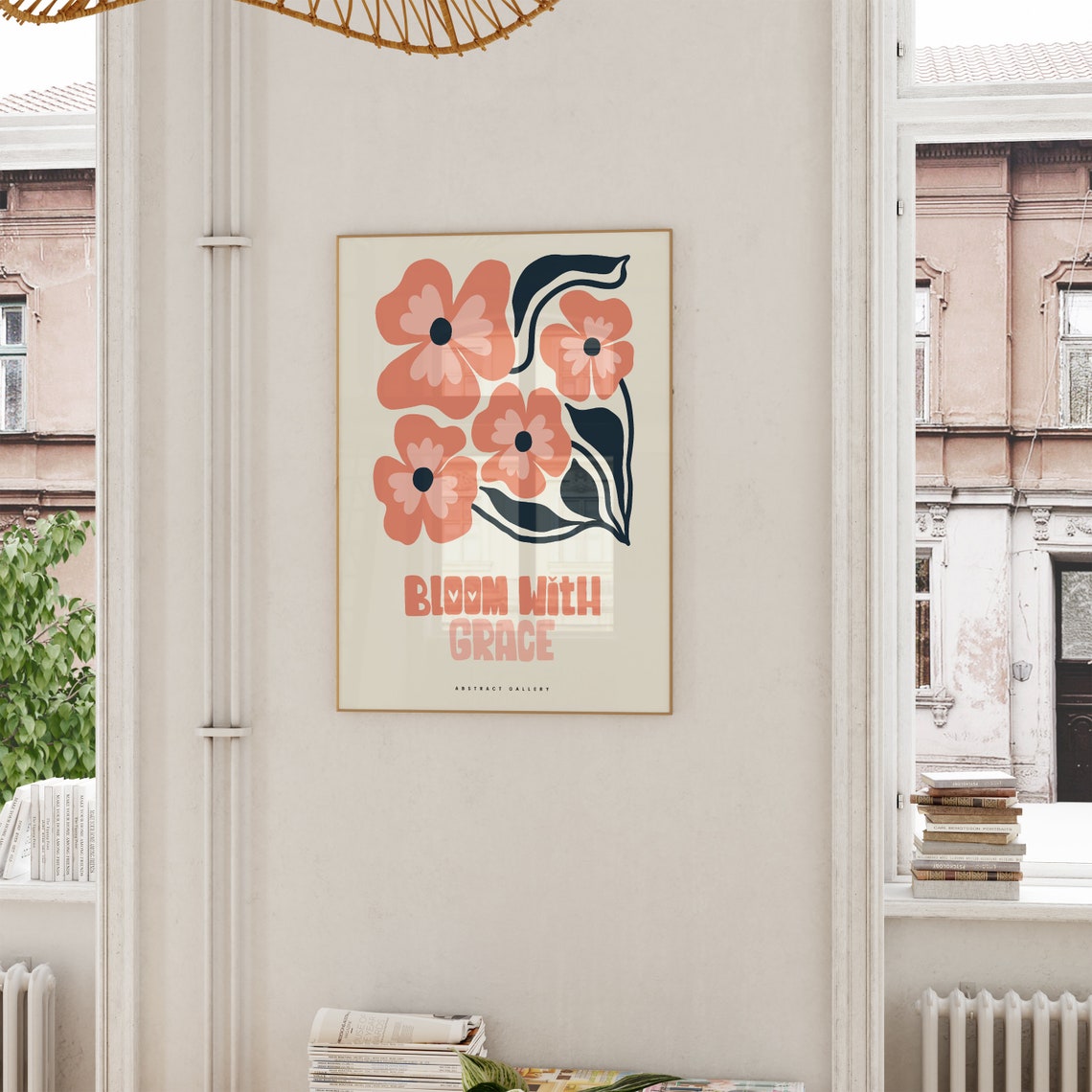 Bloom With Grace Coral Floral Quote Gallery Decorative Poster - Image 4