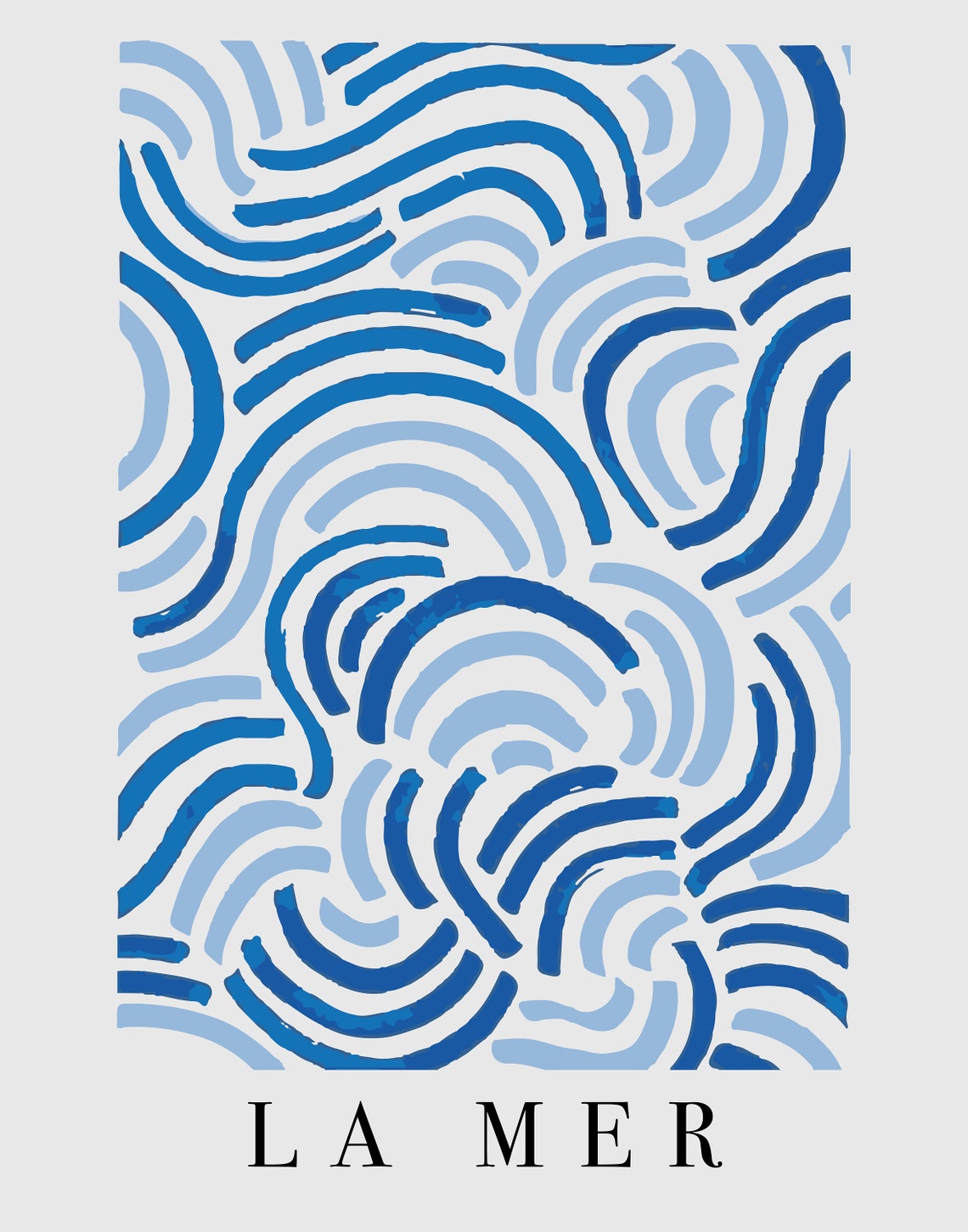 La Mer Blue Wave Arcs Abstract Ocean Coastal Decorative Art Poster - Image 4