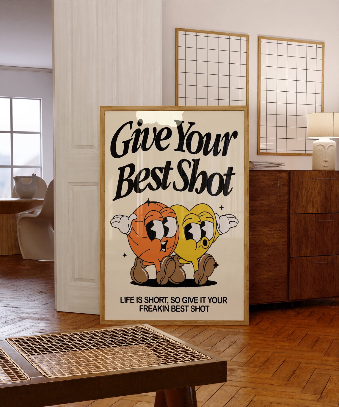 Give Your Best Shot Retro Cartoon Mascot Motivational Poster - Image 6