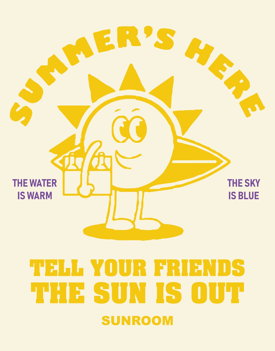 Summer's Here Retro Smiling Sun Mascot Sunshine Quote Poster - Image 5