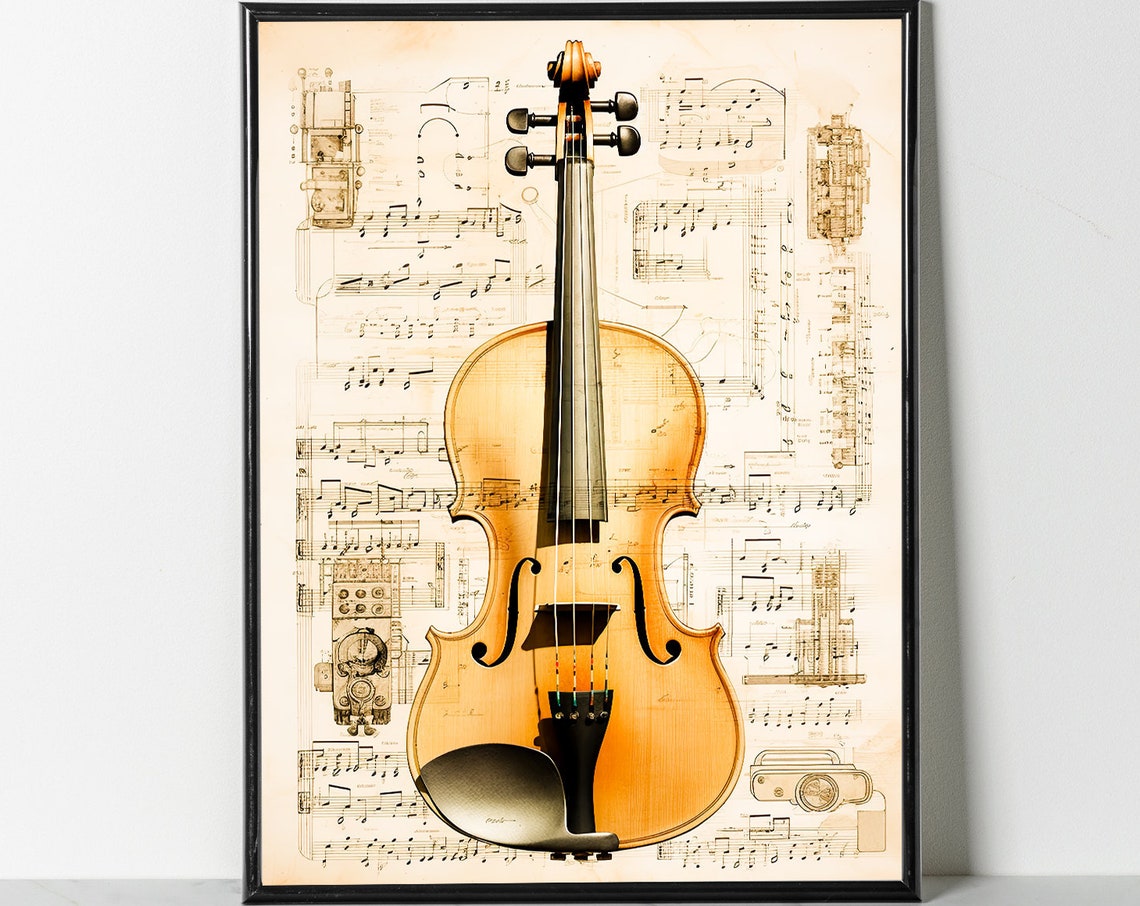 Violin On Vintage Sheet Music Classical Instrument Art Poster - Image 7