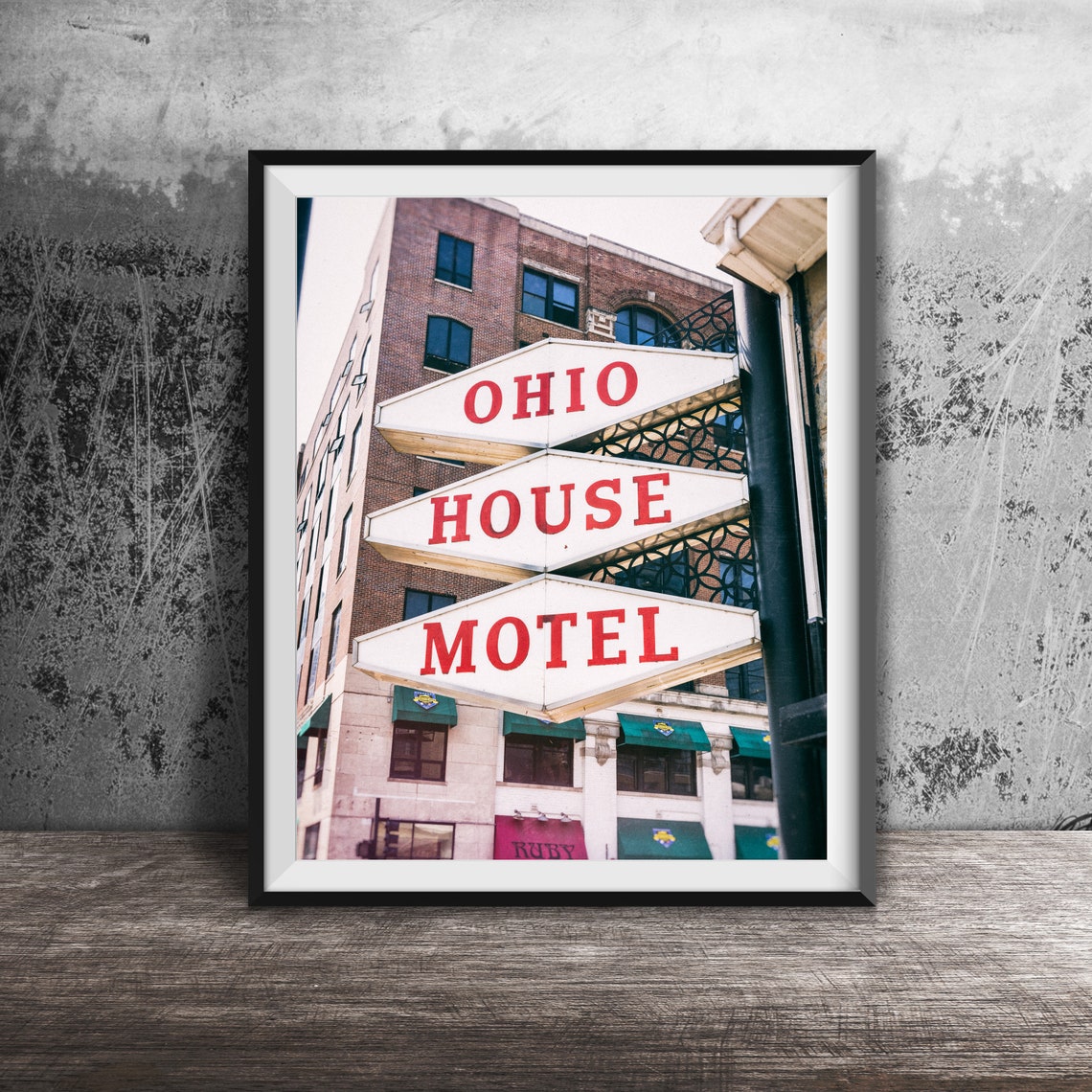 Ohio House Motel Red Diamond Road Signs River North Chicago Poster