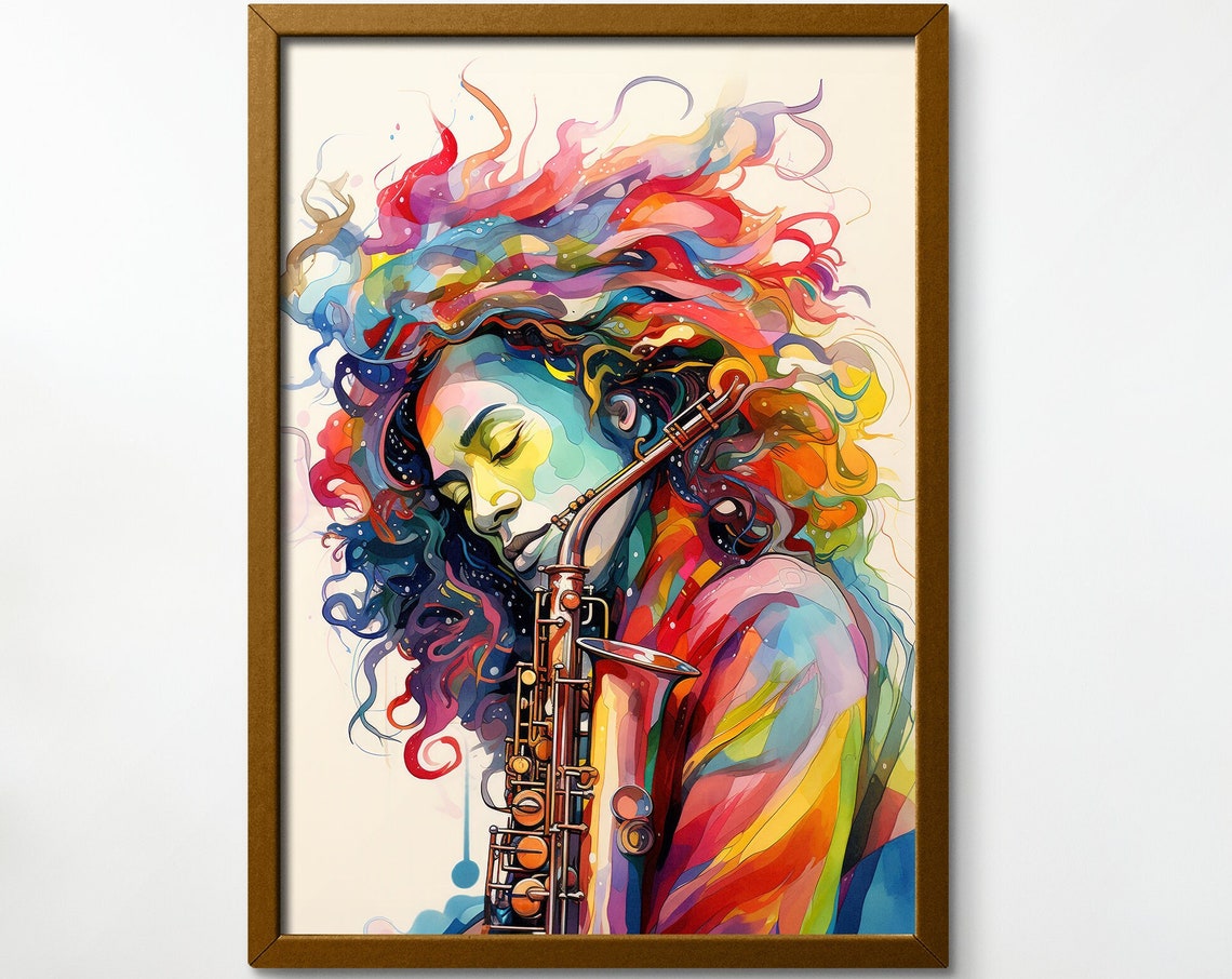 Woman And Saxophone Poster Saxophone Poster Jazz Poster Colorful Saxo Jazz Music Poster Music Art Poster Saxophone Wall Art - Image 7
