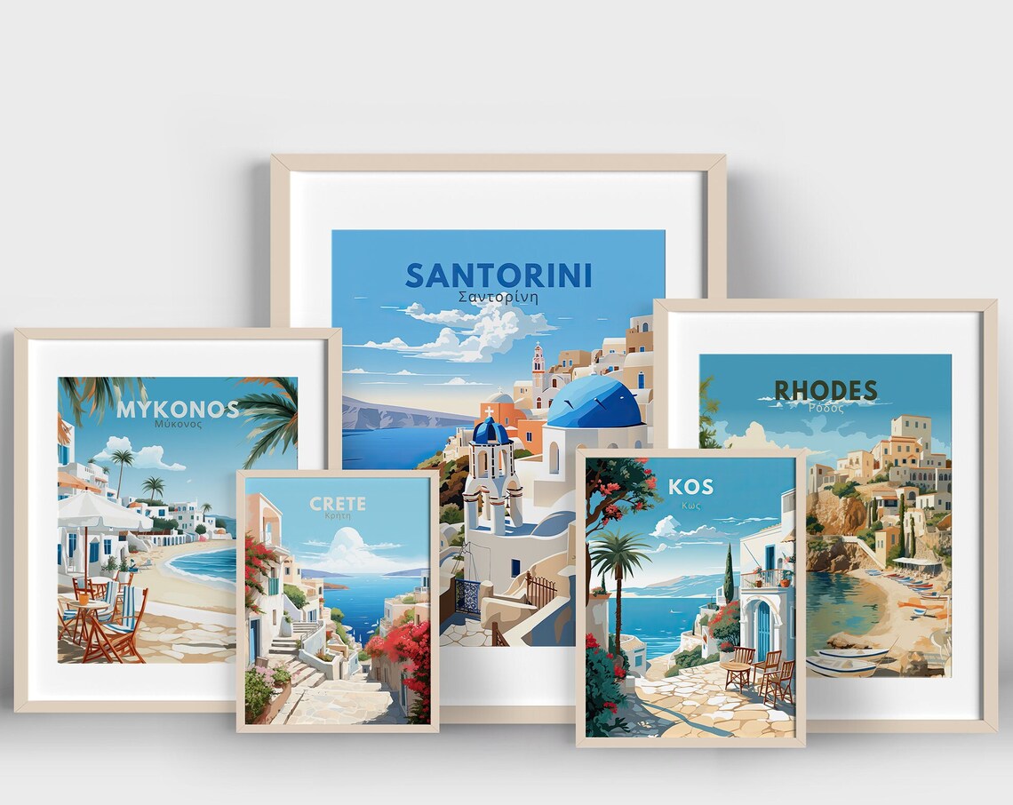 Greece Travel Poster, Greek Islands Art Print