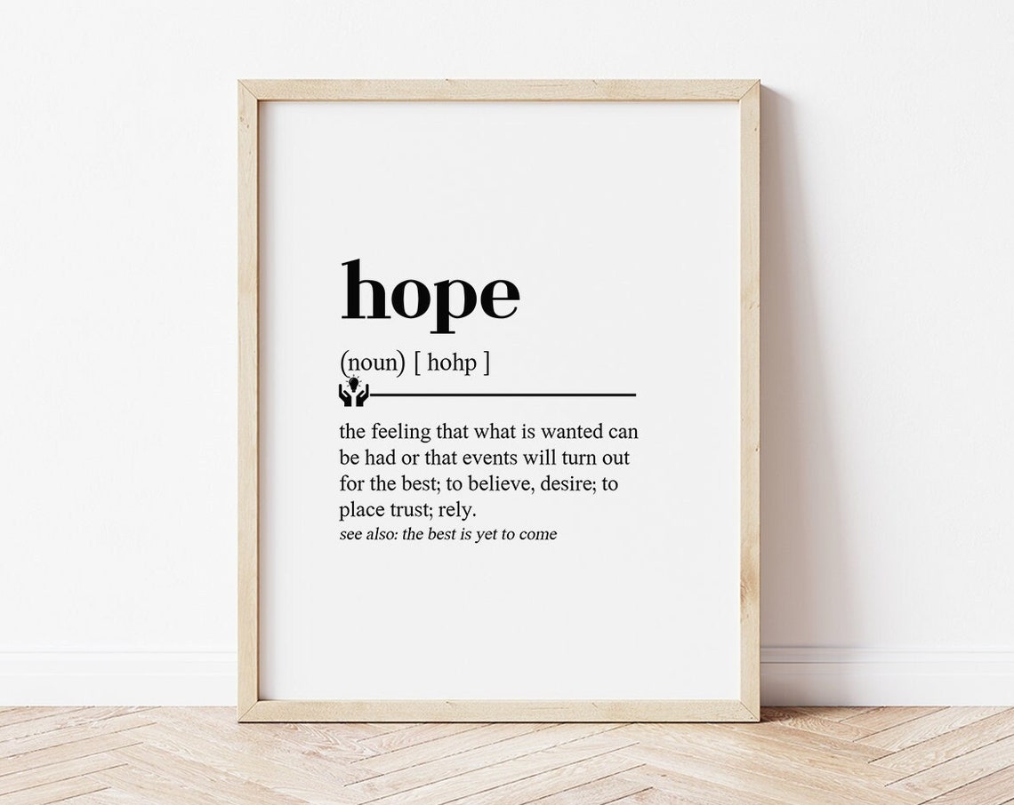 Hope Dictionary Definition Inspirational Typography Wall Poster