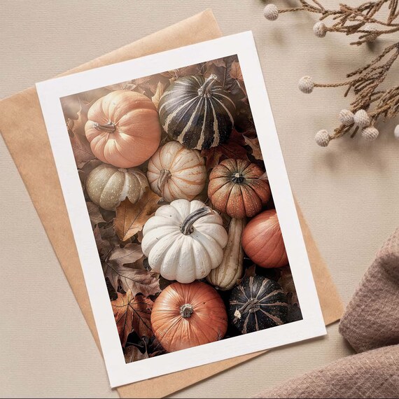 Autumn Pumpkins Poster Fall Harvest Gourds and Leaves Still Life