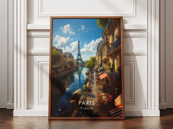 Paris Travel Poster Wall Art Print Eiffel Tower Charming Streets Vibrant French Cityscape Home Decor Scenic Landmark
