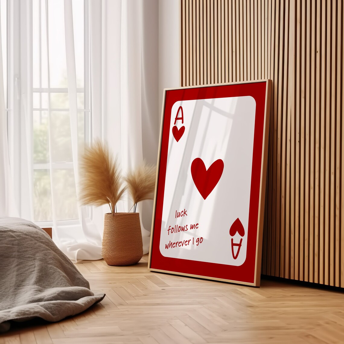Luck Follows Me Red Ace of Hearts Lucky Daily Affirmation Poster - Image 3