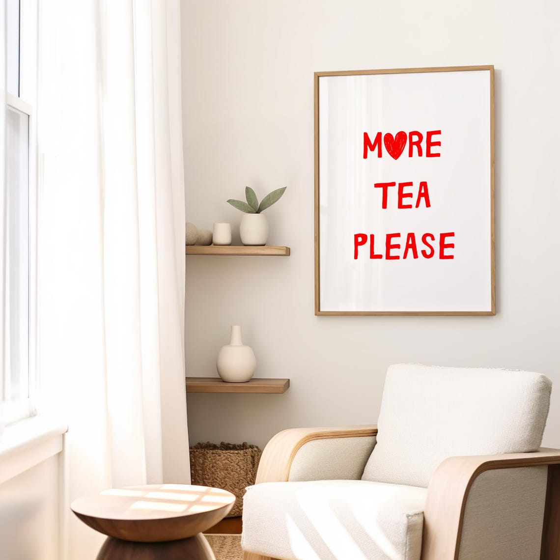 More Tea Please Red Heart Tea Quote Trendy Kitchen Poster For Her - Image 3
