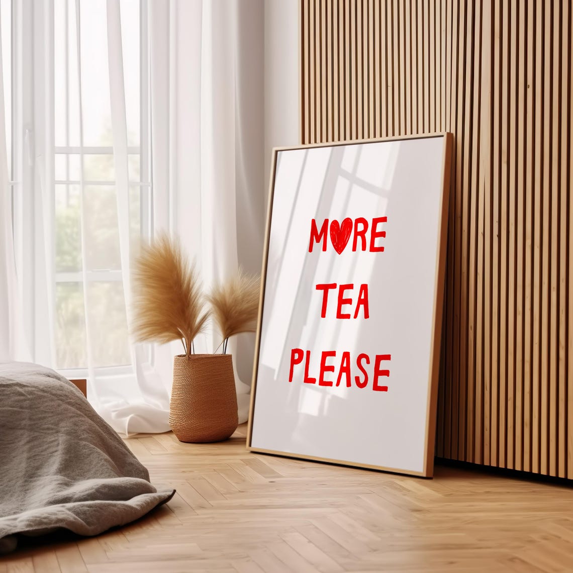 More Tea Please Red Heart Tea Quote Trendy Kitchen Poster For Her - Image 2