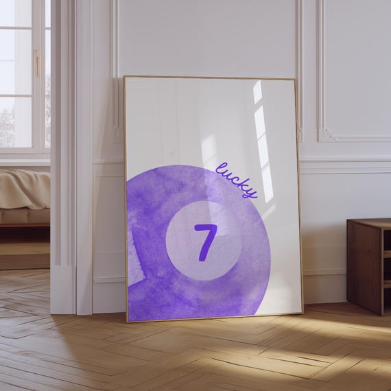 Vintage Pool Ball Print Lucky Ball Wall Art Retro Hand Drawn Poster Lilac Pool Ball Poster Trendy Bar Cart Print Lilac Poster