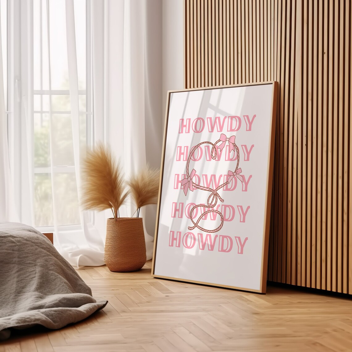 Howdy Pink Coquette Typography Lasso Bow Western Dorm Room Poster - Image 3