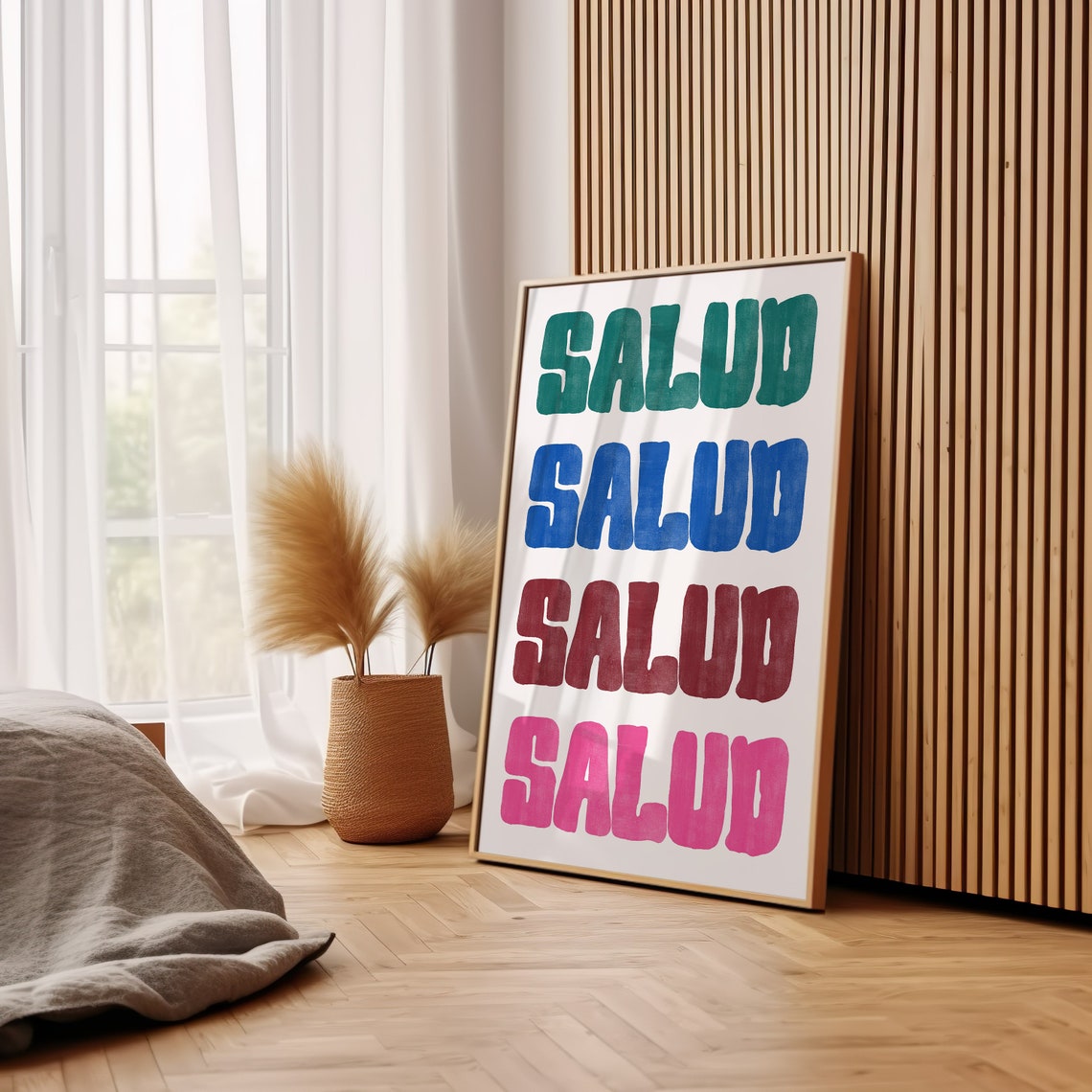 Salud Colorful Stacked Typography Toast Quote Bar Decor Wall Poster - Image 3