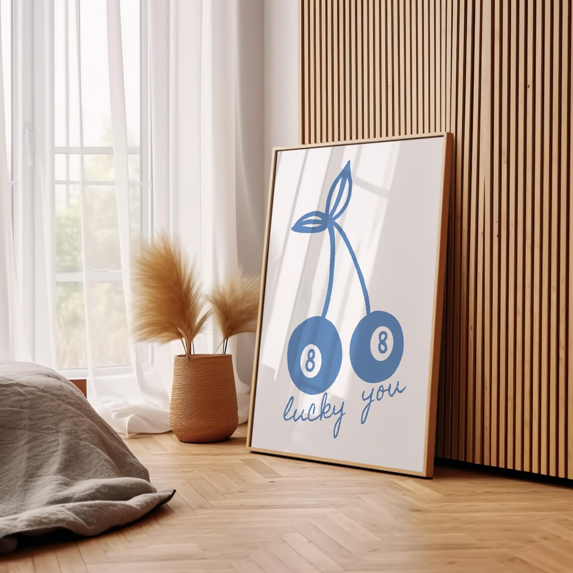Lucky You Blue Cherry 8 Ball Coastal Preppy Dorm Room Poster - Image 2