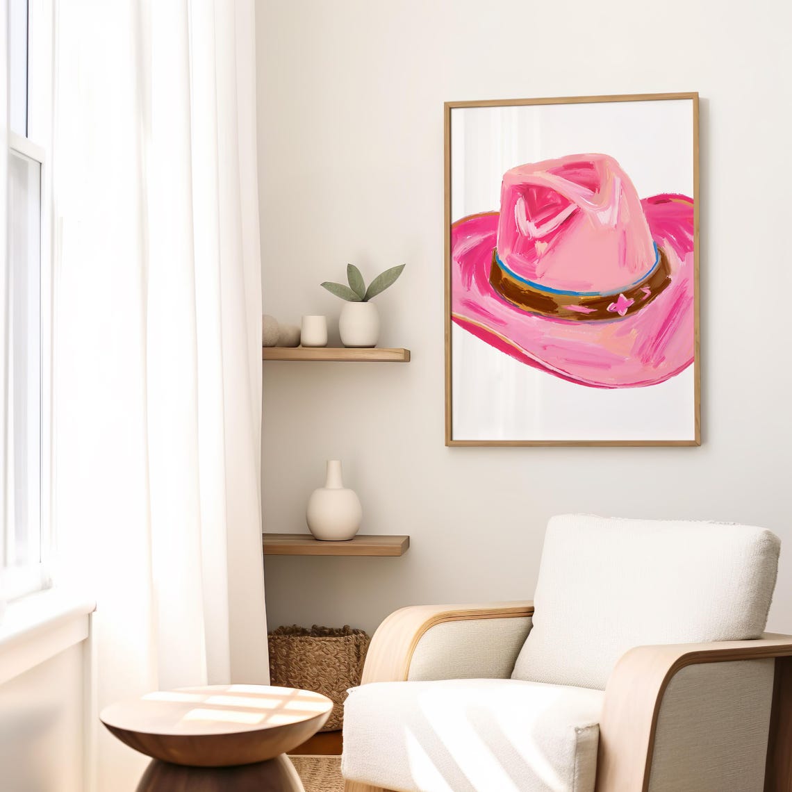 Pink Cowboy Hat Painterly Brushstroke Western Hat Art Poster - Image 2
