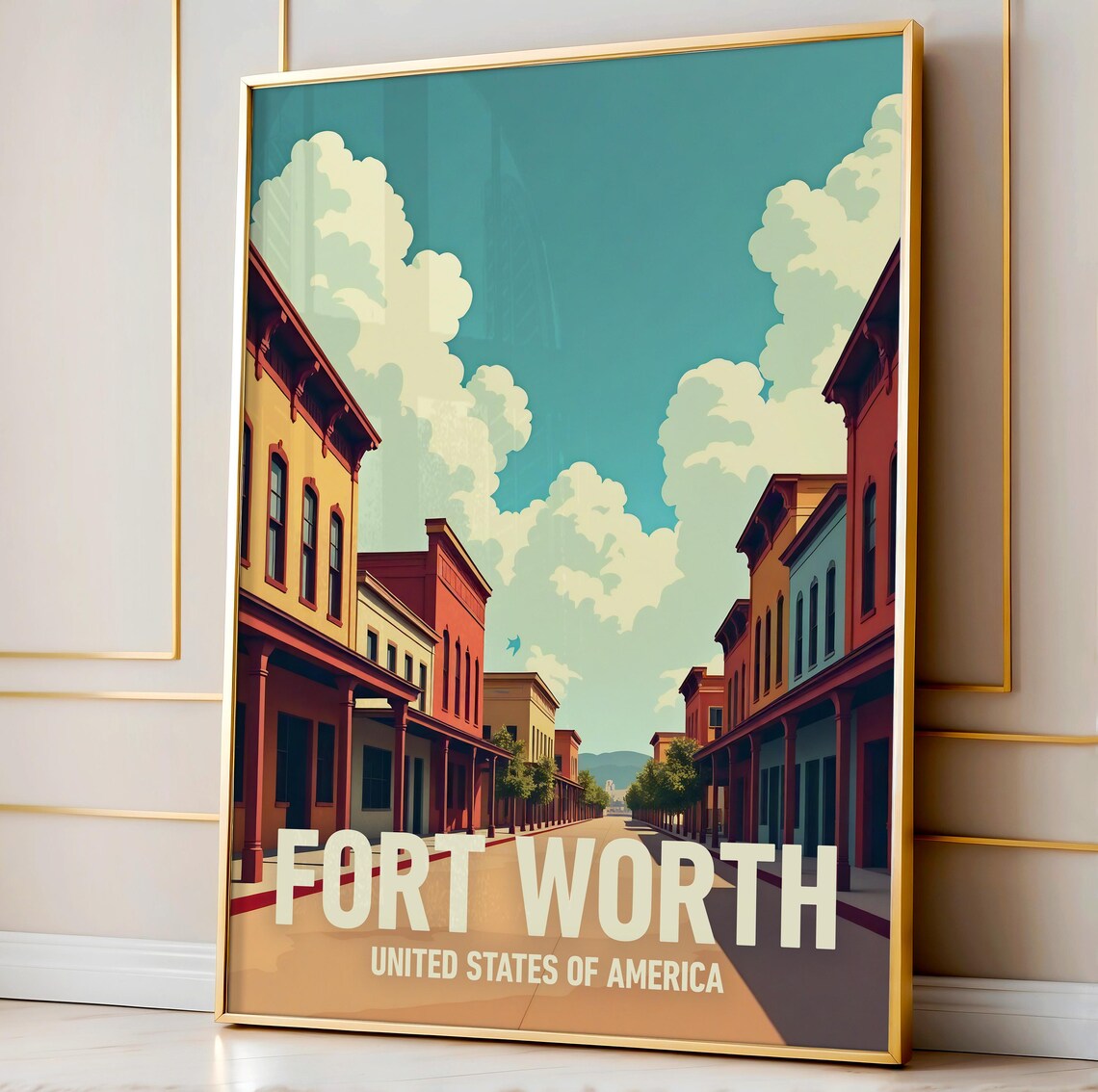 Fort Worth Where the West Begins Retro Typography City Poster - Image 3