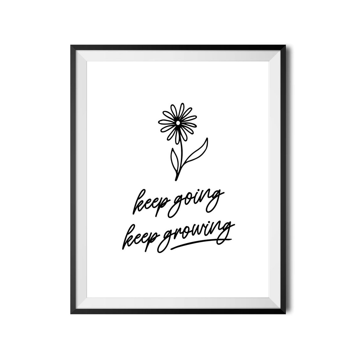 Keep Going Keep Growing Flower Line Art Inspirational Quote Poster - Image 3