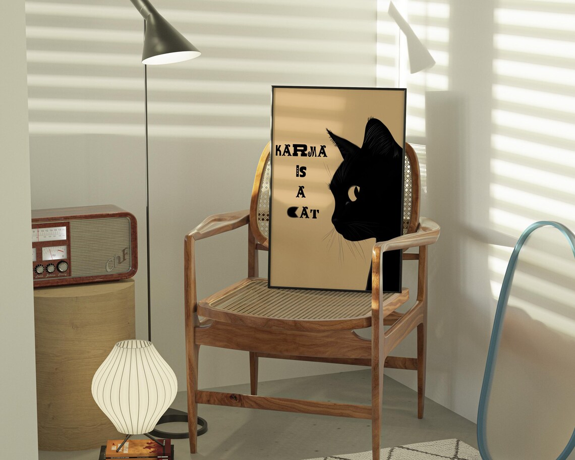 Karma Is A Cat, Preppy Cat Illustration - Image 4