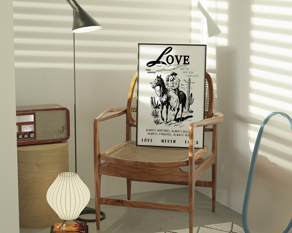 Love Is Scripture Cowboy Print, Motivational Quote Poster - Image 3