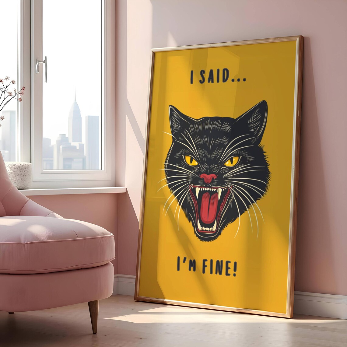 Black Cat Whimsical Funny Cat Illustration, Humorous Quote - Image 5