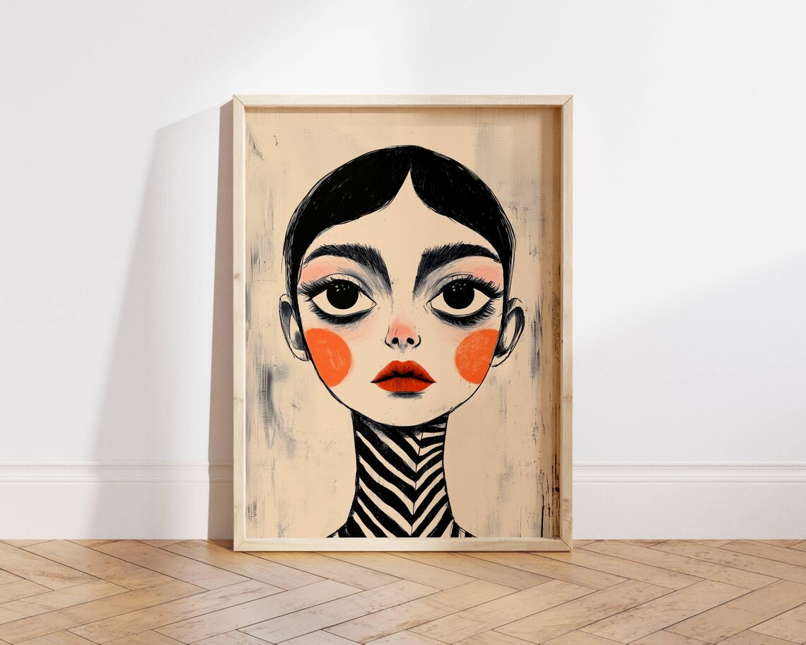Surreal Big Eye Portrait Art Print, Whimsical Fashion - Image 5