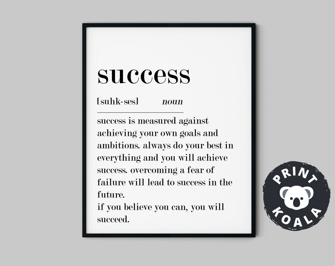 Success Definition Motivational Dictionary Style Goals Poster