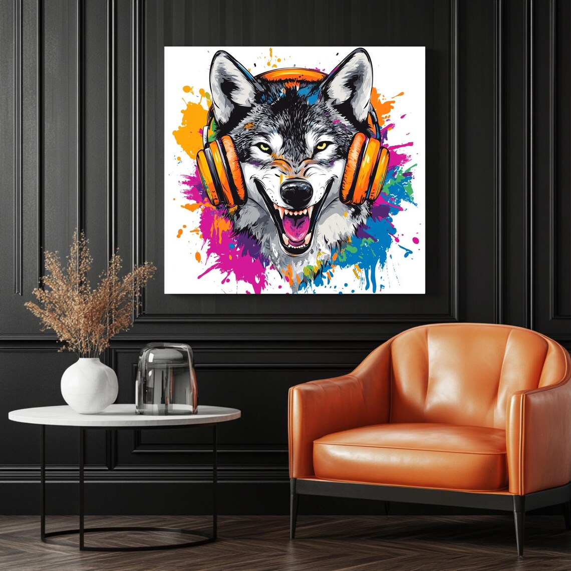 Electro Wolf Splash Art, Pop Street Animal Decor - Image 3