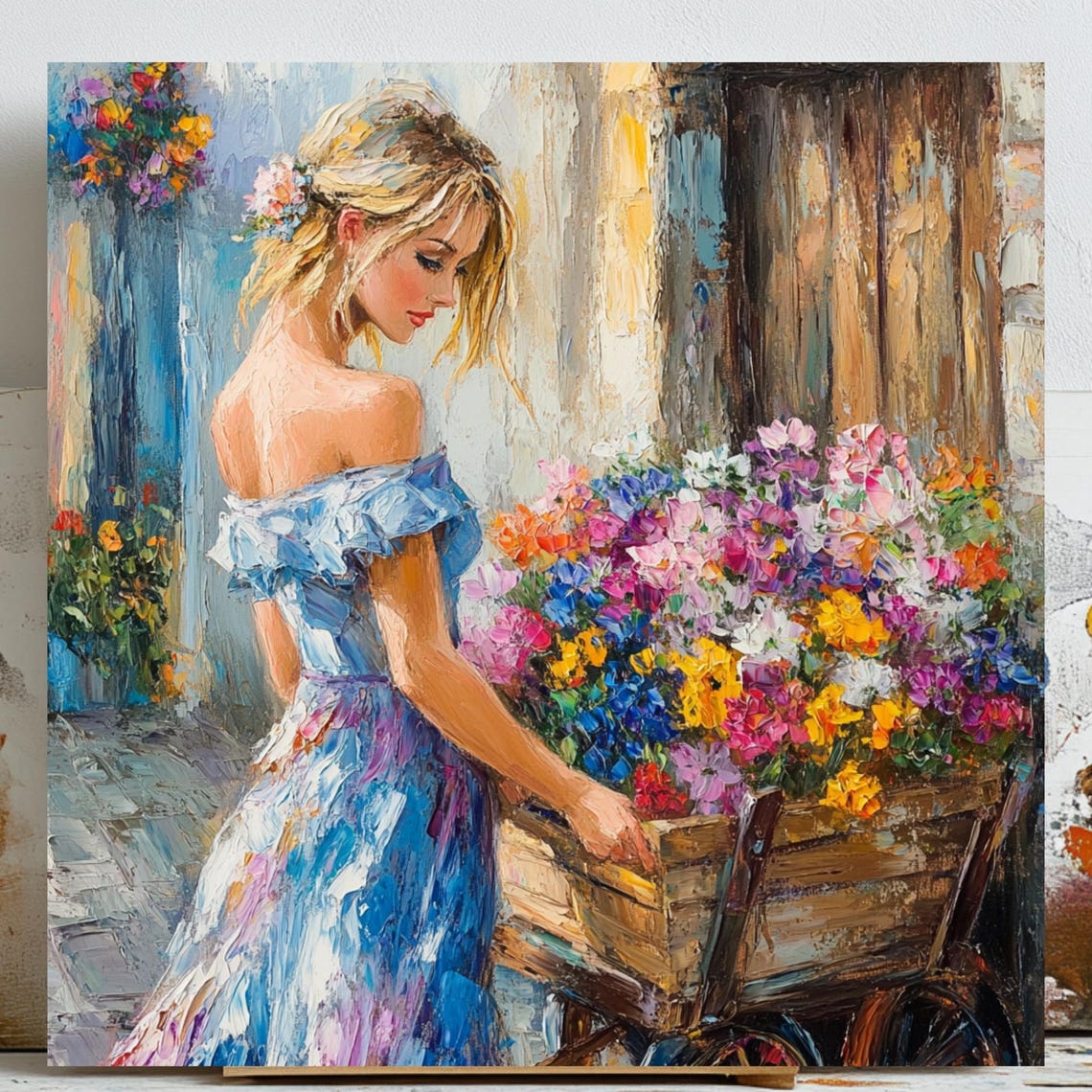 Woman With Flower Cart, Vintage Floral Poster