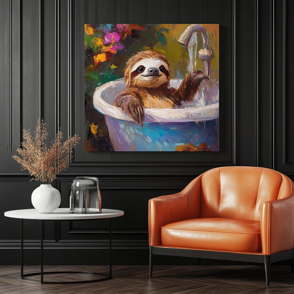 Sloth In Bathtub Poster, Whimsical Animal Decor - Image 3