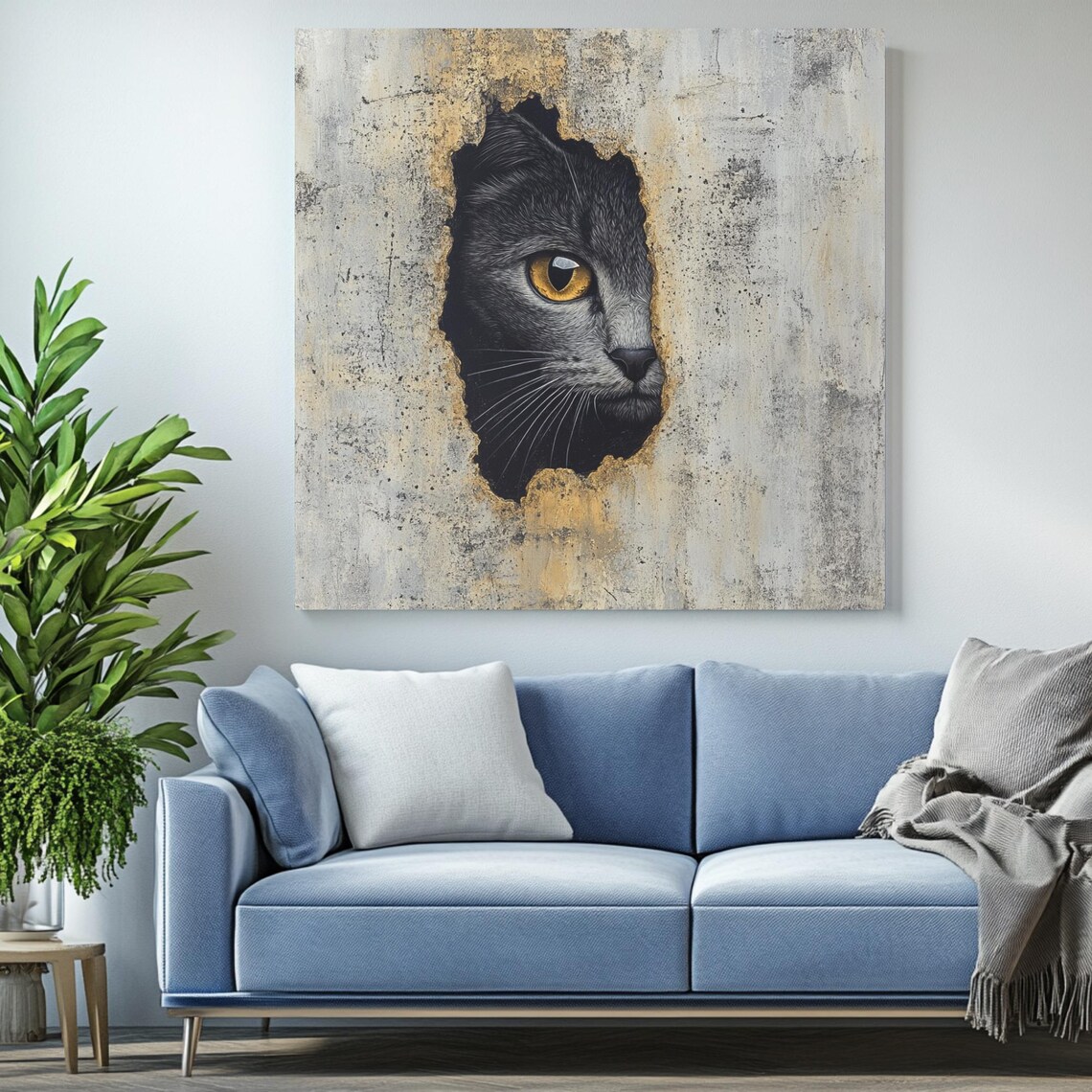 Black Cat Peering Out, Feline Decor Poster - Image 2