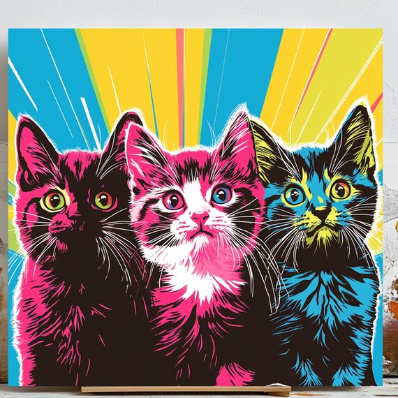 Cats Wall Art, Modern Cat Home Decor