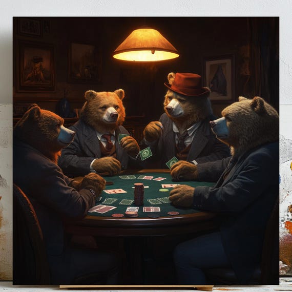 Bear Poker Night - Modern Animal Art