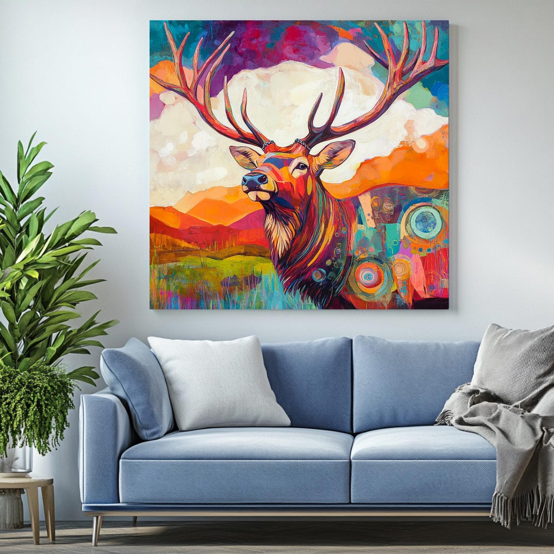 Stag Mosaic Art Print, Contemporary Impressionism - Image 2