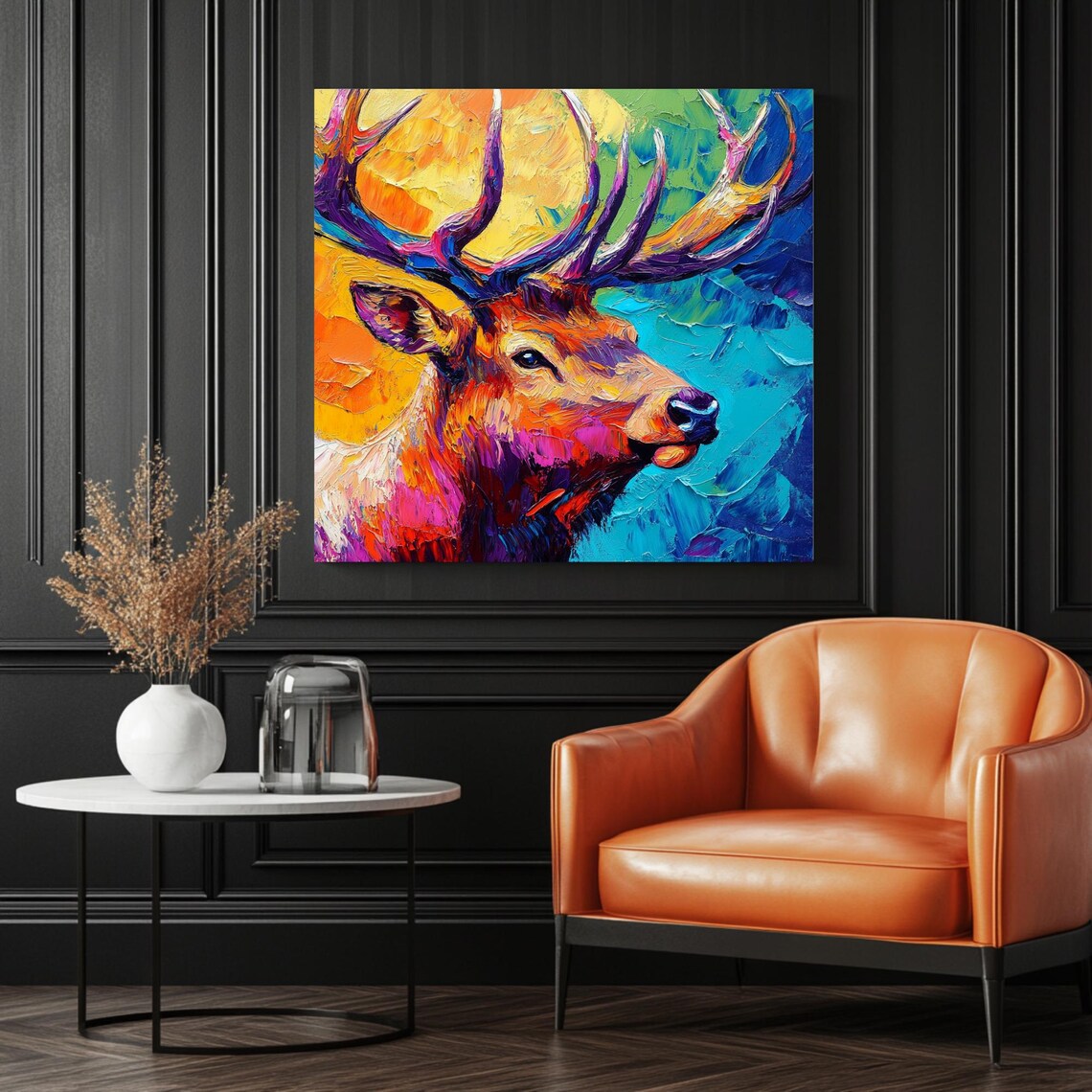 Colorful Elk Art Print, Abstract Wildlife Decor - Image 3