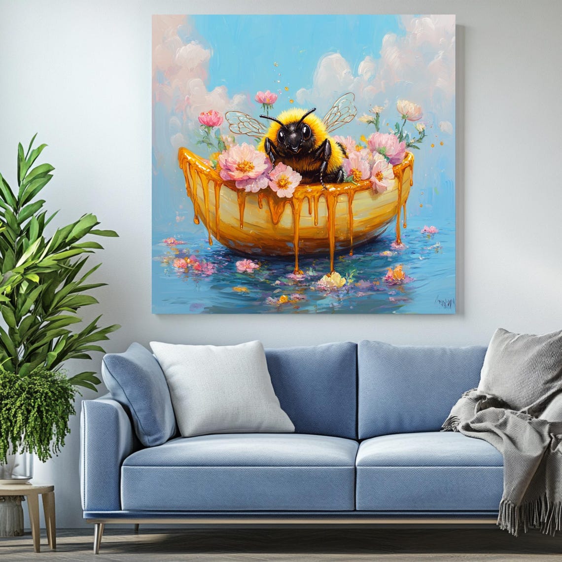 Floral Honey Bee Botanical Art Print, Nature Lovers - Image 2