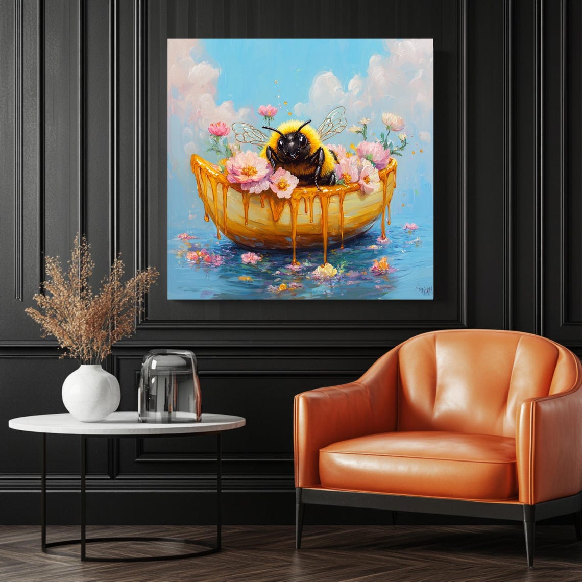 Floral Honey Bee Botanical Art Print, Nature Lovers - Image 3