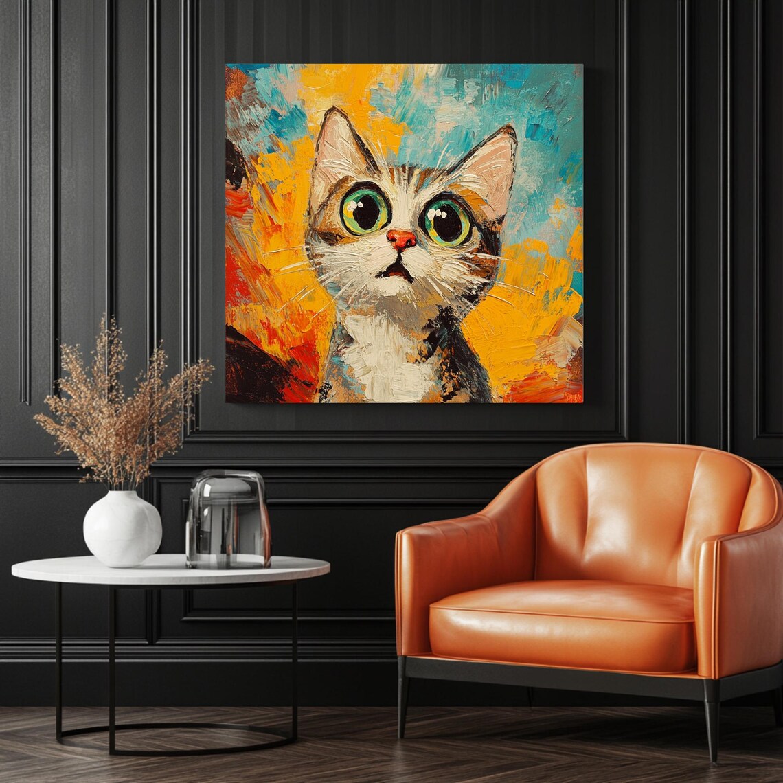 Abstract Cat Poster, Whimsical Kitten Bedroom Decor - Image 3