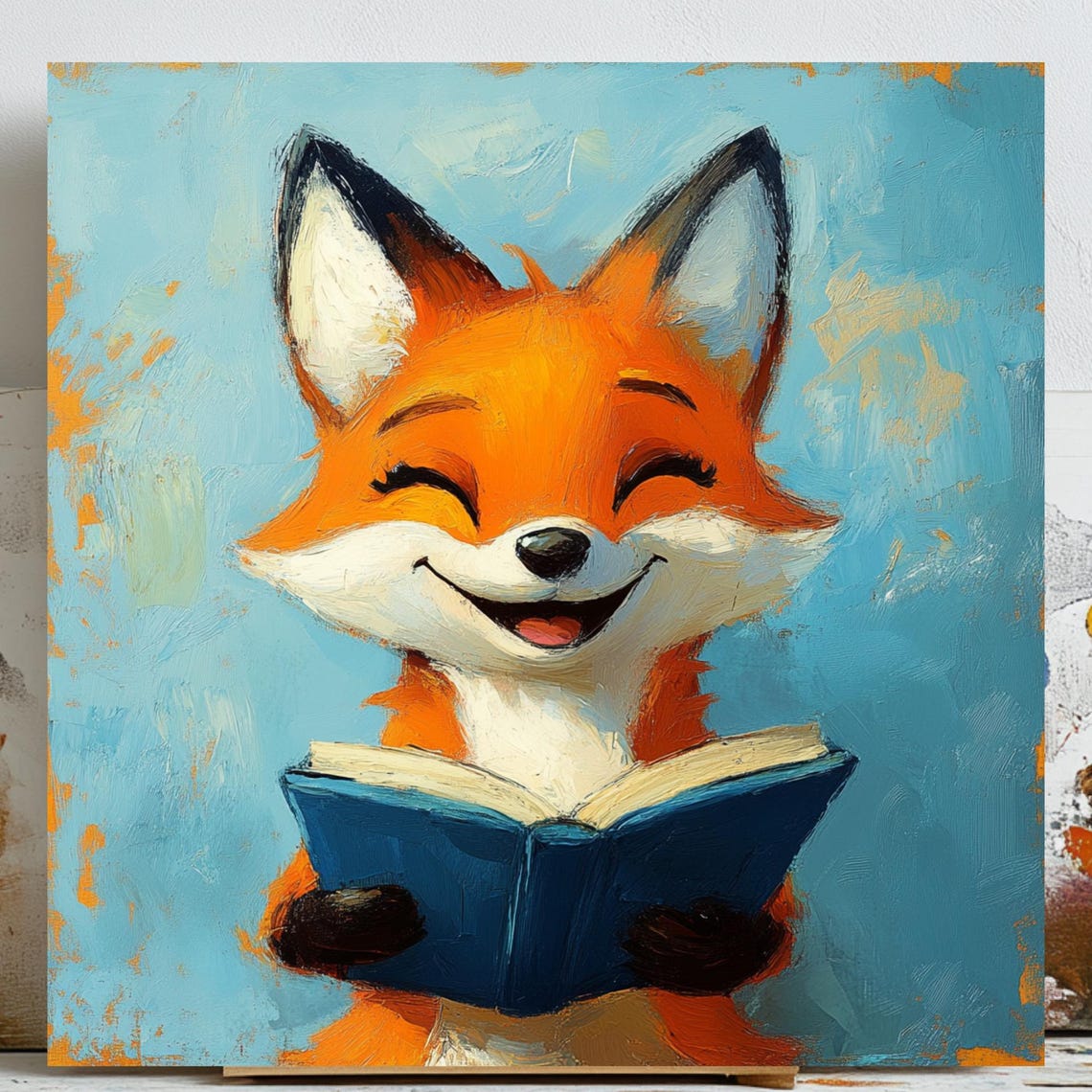 Fox Reading Art Print, Book Lover Gift