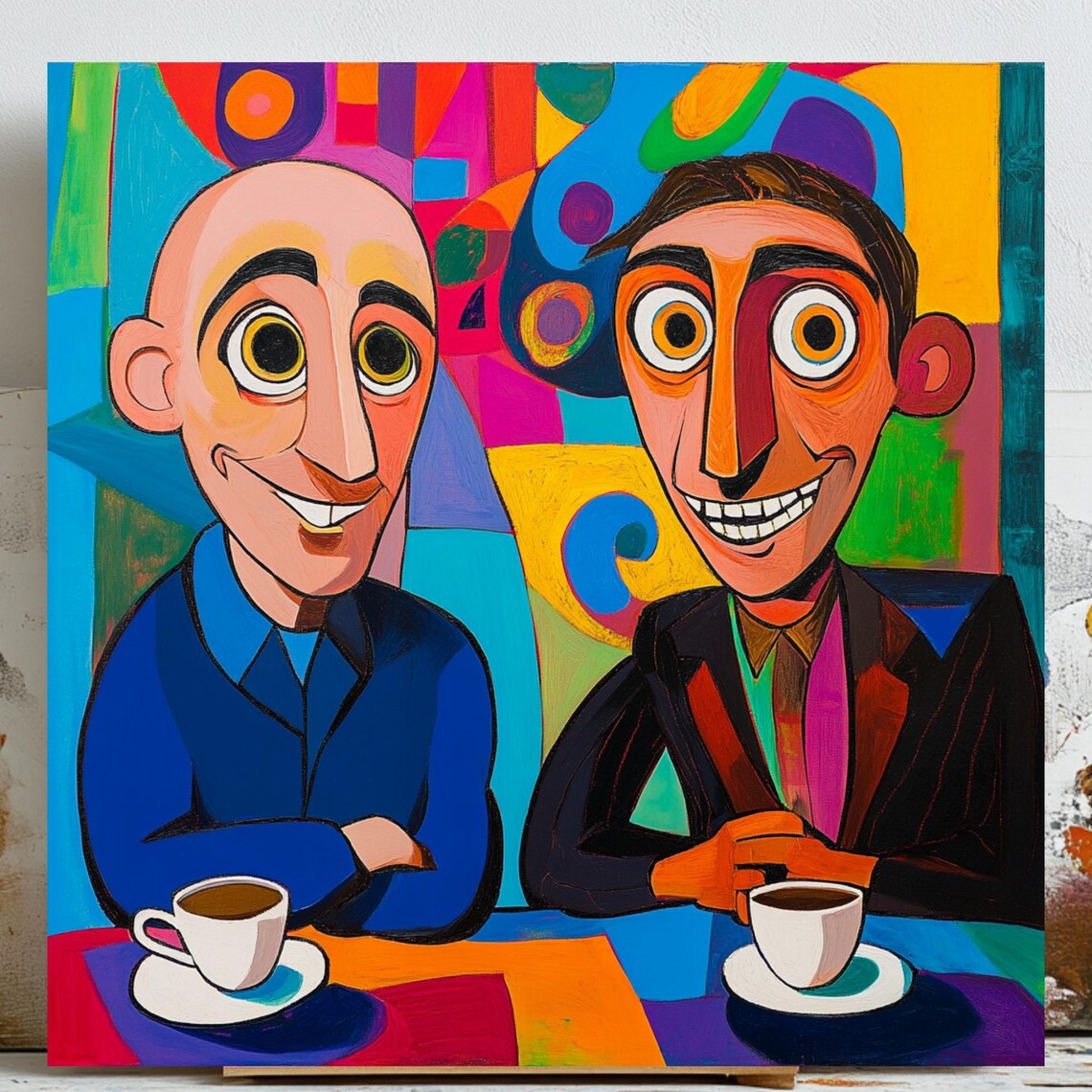 Abstract Coffee Art, Colorful Cafe Scene