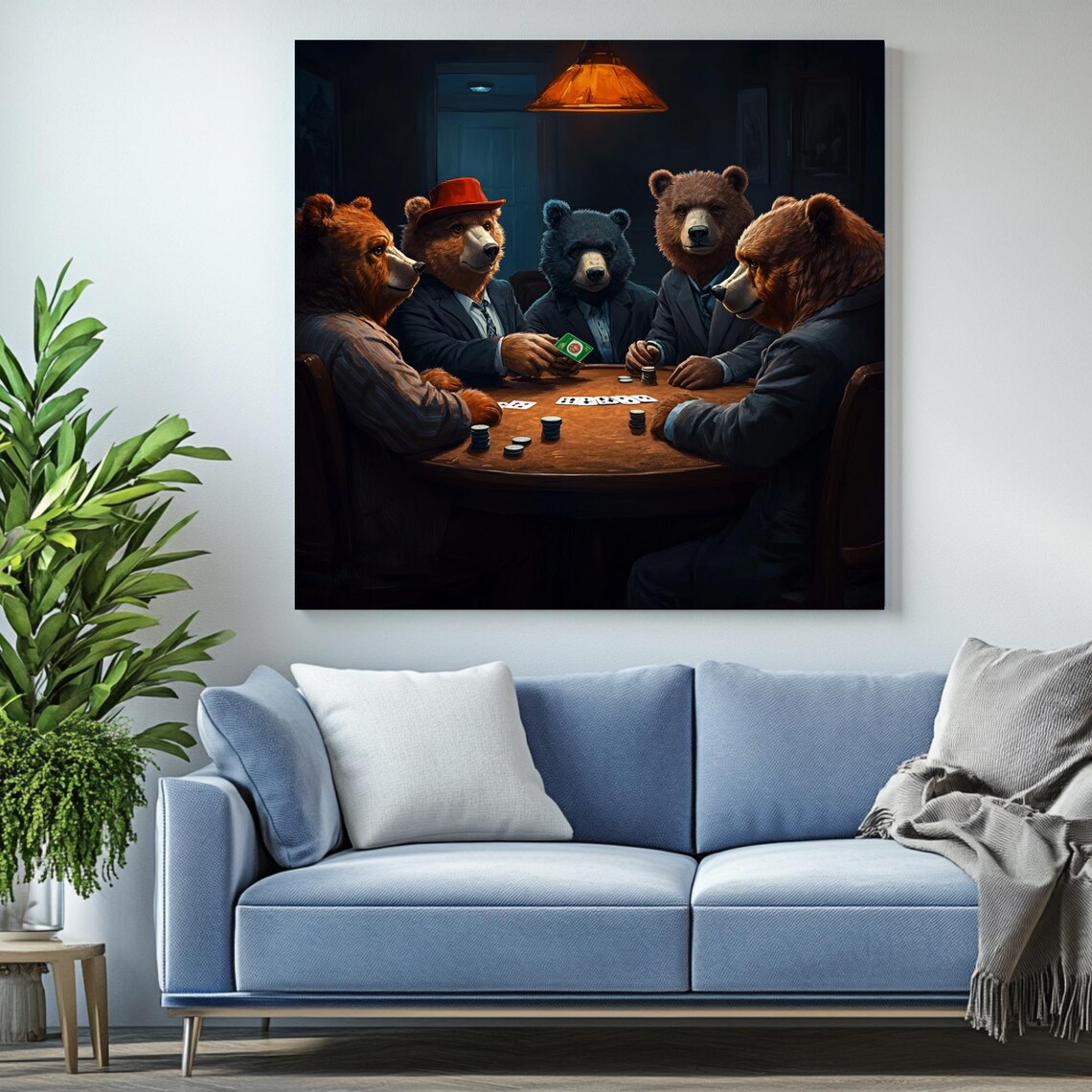 Bear Poker Night Poster, Whimsical Game Room Decor - Image 2