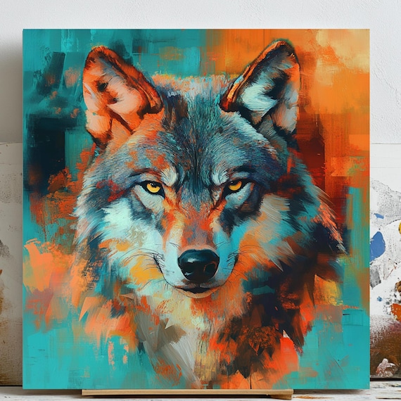 Wolf Wall Art, Rustic Modern Home Decor