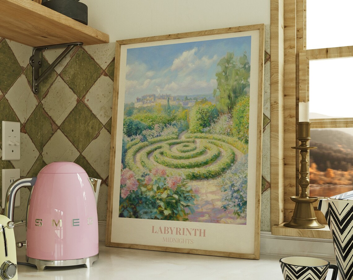 Labyrinth Music Wall Art, Midnights Bedroom Watercolour