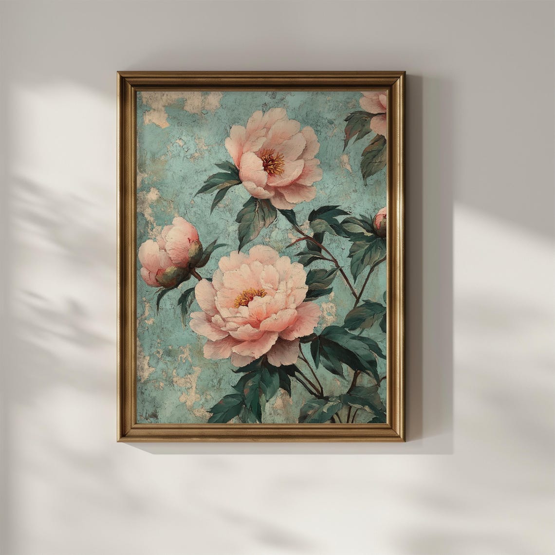 Blush Pink Peonies Vintage Botanical Floral Garden Style Poster - Image 2