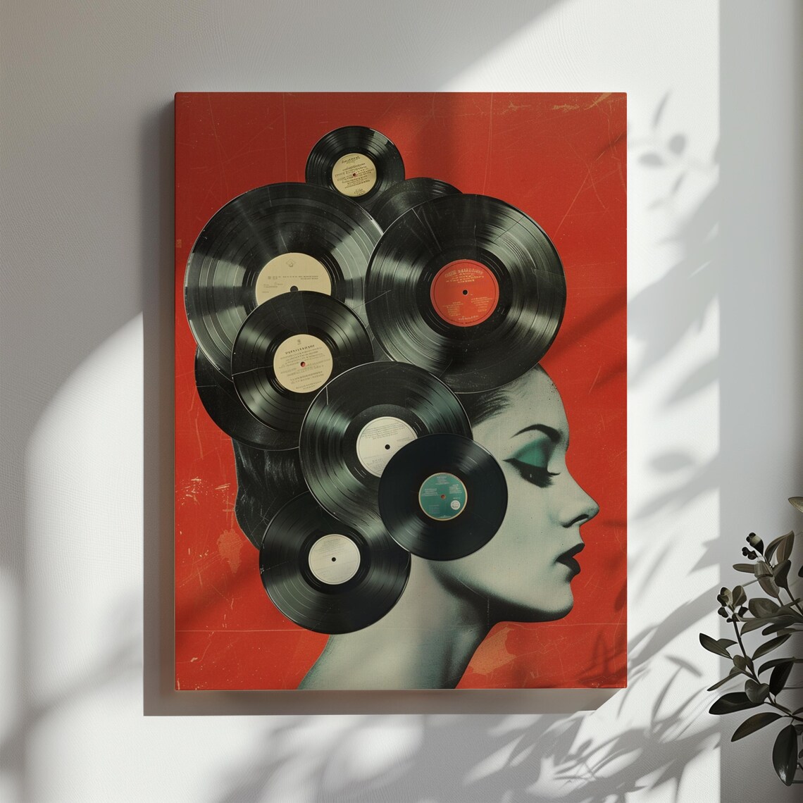 Vinyl Records Vintage Collage Print, 1950s Pop Art - Image 3