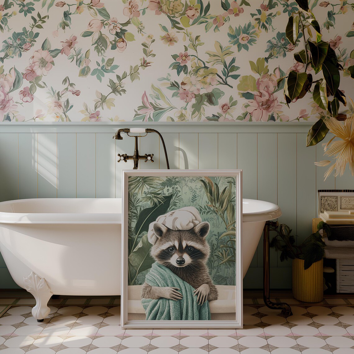 Funny Raccoon Bathroom Wall Decor Art Print - Image 2