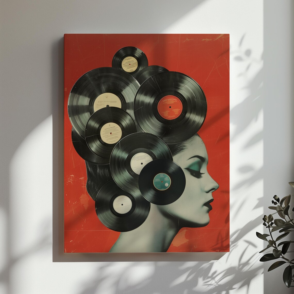 Vinyl Records Vintage Collage Poster, Retro 1950s - Image 3