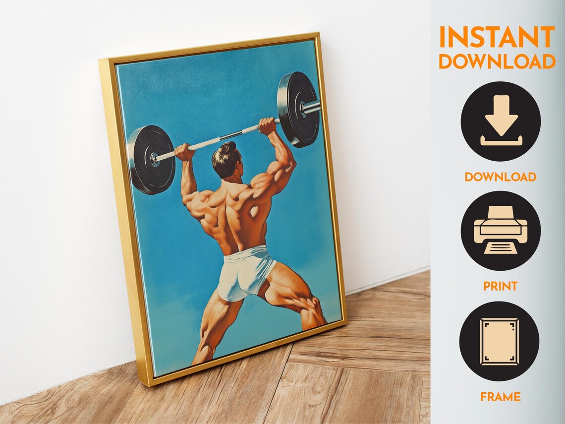 Retro Gym Motivation Weightlifting Art Print - Image 6
