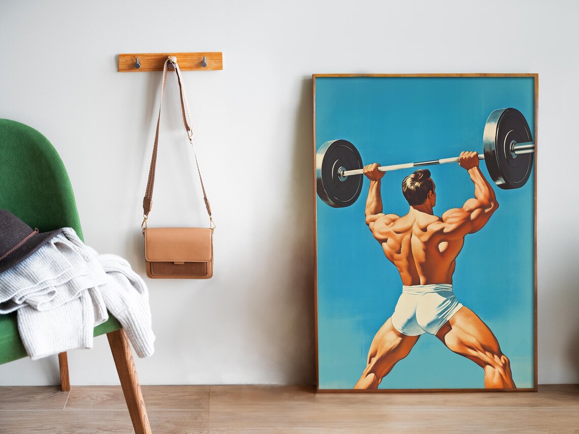 Retro Gym Motivation Weightlifting Art Print - Image 5