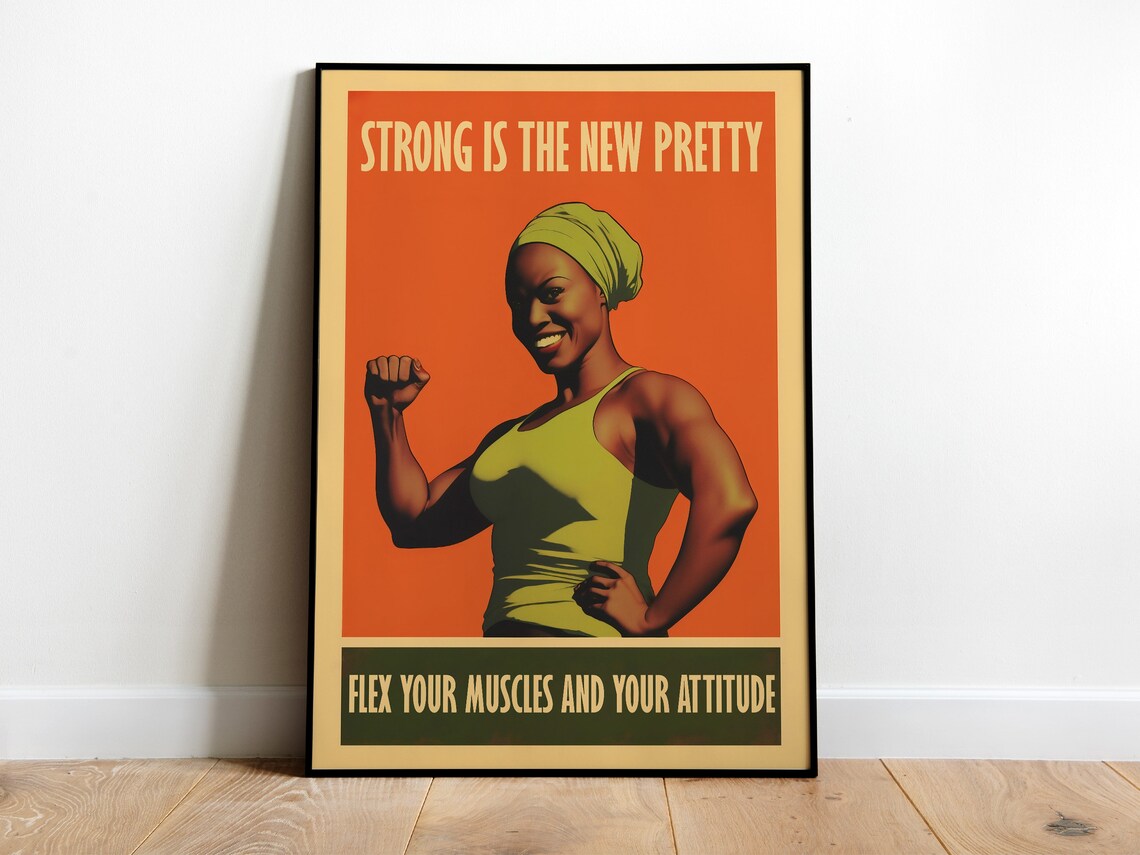 Strong Is The New Pretty Female Bodybuilding Gym Quote Poster