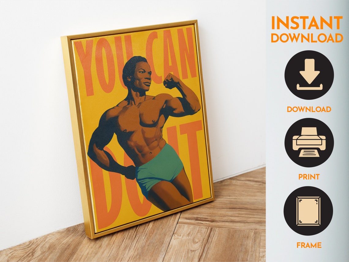 You Can Do It Strong Woman Flexing Motivational Gym Workout Poster - Image 4